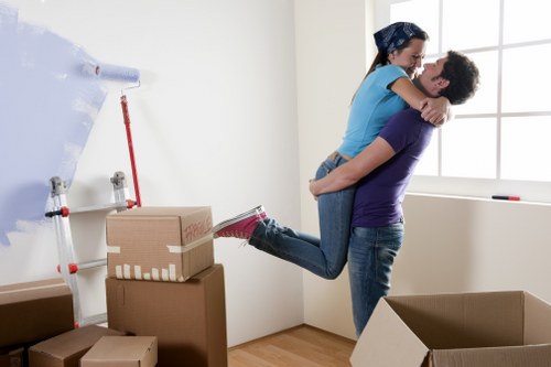 Commercial moving team preparing office removals in Harefield